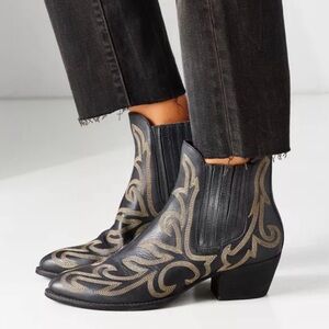 Dolce Vita Black and Gold cowboy Ankle Boots